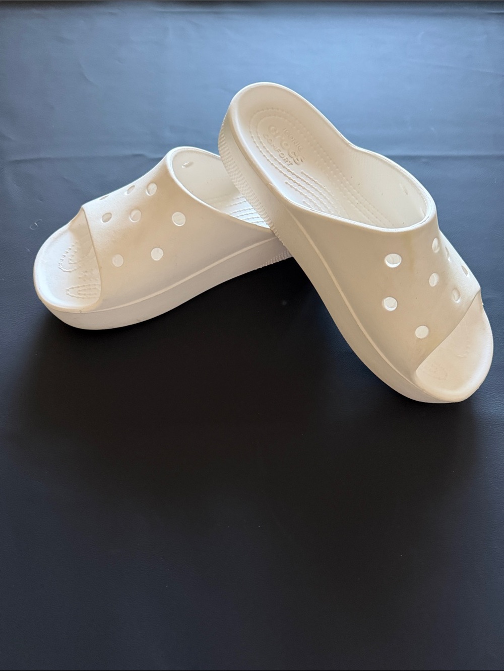 Women’s White Slide Sandals Crocs- Lightweight Comfort